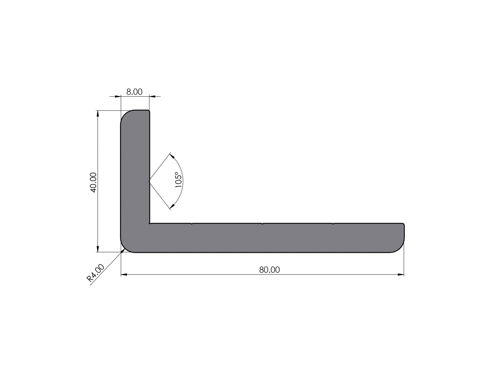 Aluminiumprofil M W 80x40x8 E I-Typ